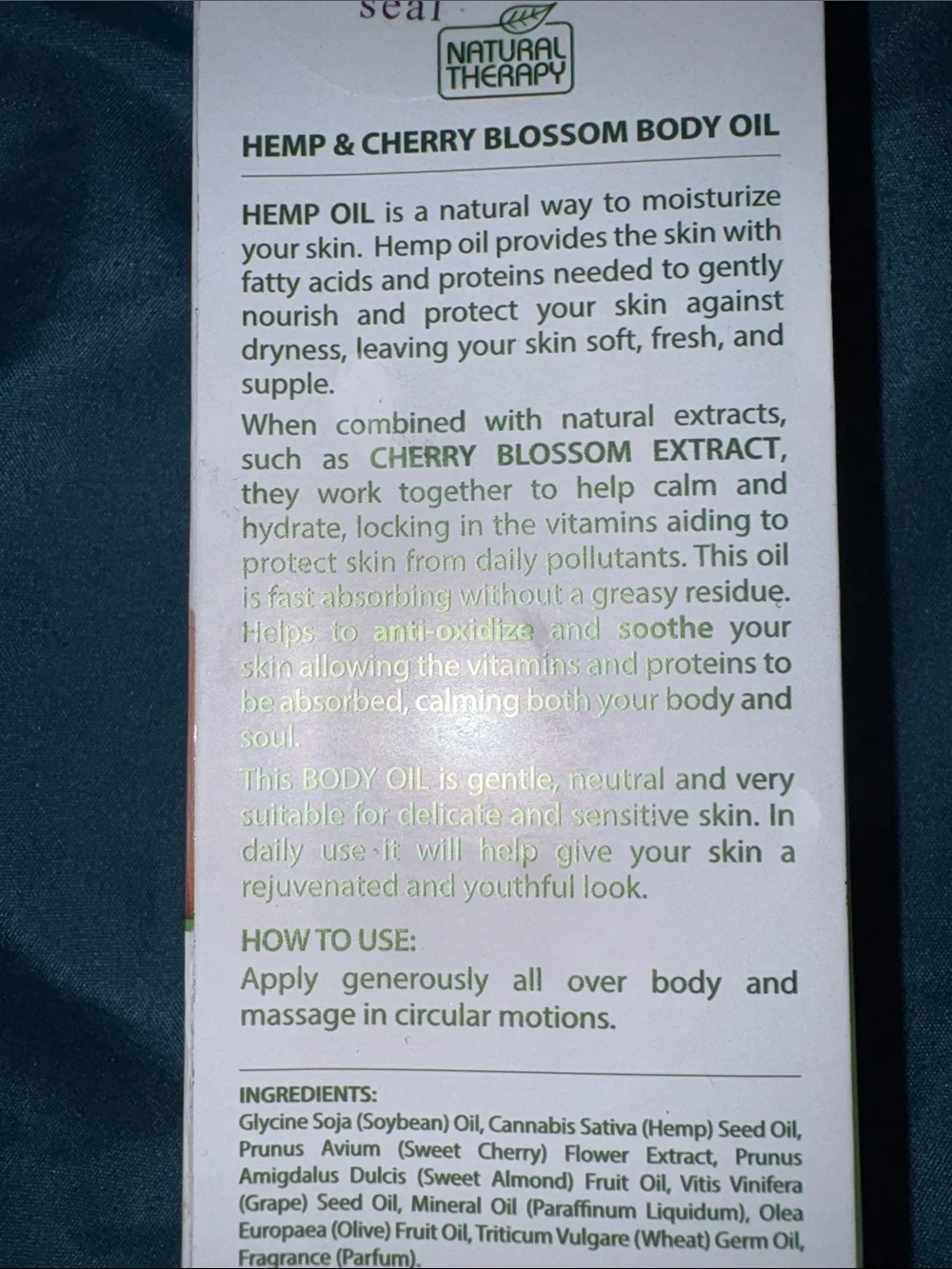 Hemp Cherry Blossom Body Oil - 4 fl oz